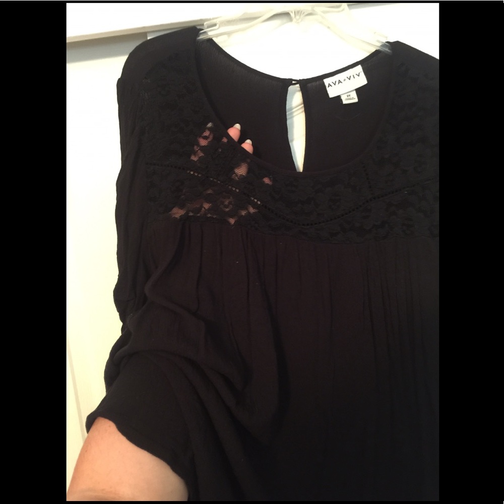Black top with lace inset